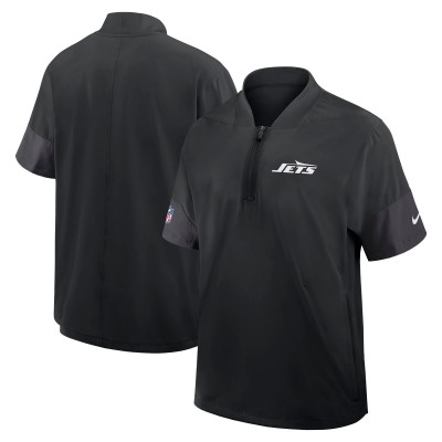 New York Jets Nike Black Sideline Short Sleeve Quarter-Zip Performance Coach Jacket