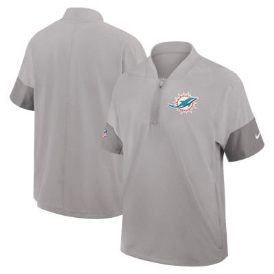 Футболка на короткой молнии Miami Dolphins Nike Gray Sideline Short Sleeve Performance Coach