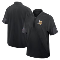 Minnesota Vikings Nike Black Sideline Short Sleeve Quarter-Zip Performance Coach Jacket