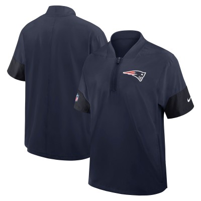 New England Patriots Nike Navy Sideline Short Sleeve Quarter-Zip Performance Coach Jacket