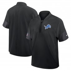 Футболка на короткой молнии Detroit Lions Nike Black Sideline Performance Coach