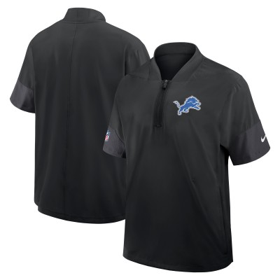 Футболка на короткой молнии Detroit Lions Nike Black Sideline Performance Coach