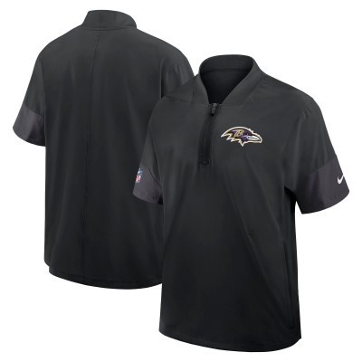 Футболка на короткой молнии Baltimore Ravens Nike Black Sideline Short Sleeve Performance Coach