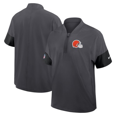 Футболка на короткой молнии Cleveland Browns Nike Charcoal Sideline Performance Coach