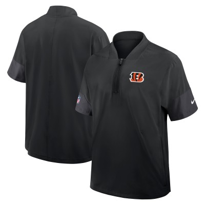 Cincinnati Bengals Nike Black Sideline Short Sleeve Quarter-Zip Dri-FIT Coach Jacket