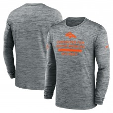 Футболка с длинным рукавом Denver Broncos Nike Gray Sideline Velocity Performance
