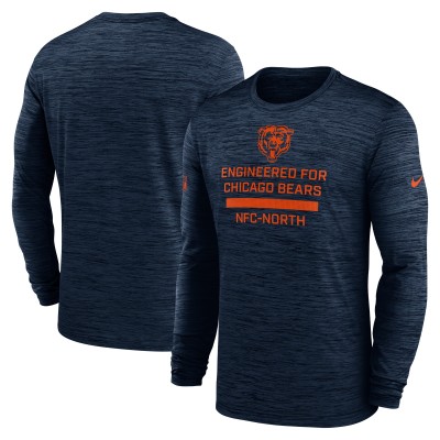 Футболка с длинным рукавом Chicago Bears Nike Navy Sideline Velocity Performance