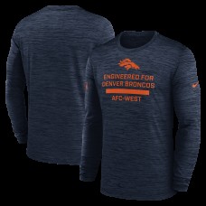 Футболка с длинным рукавом Denver Broncos Nike Navy Sideline Velocity Performance