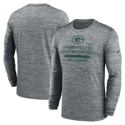 Футболка с длинным рукавом Green Bay Packers Nike Gray Sideline Velocity Performance