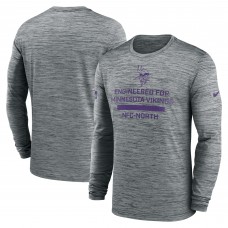 Minnesota Vikings Nike Gray Sideline Velocity Performance Long Sleeve T-Shirt