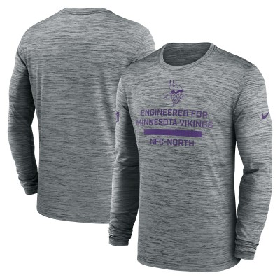 Minnesota Vikings Nike Gray Sideline Velocity Performance Long Sleeve T-Shirt