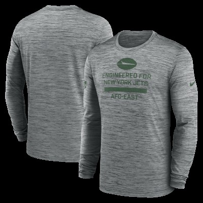 New York Jets Nike Gray Sideline Velocity Performance Long Sleeve T-Shirt