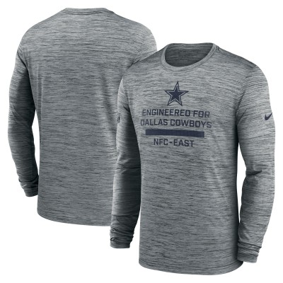 Футболка с длинным рукавом Dallas Cowboys Nike Gray Sideline Velocity Performance