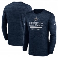 Футболка с длинным рукавом Dallas Cowboys Nike Navy Sideline Velocity Performance