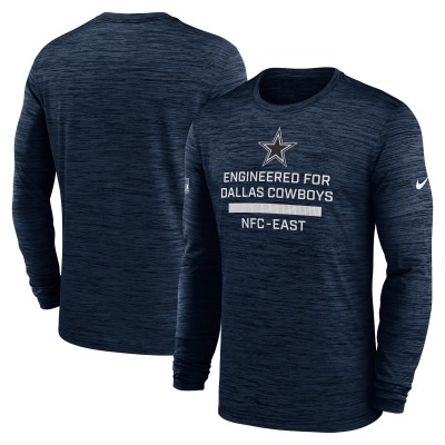 Футболка с длинным рукавом Dallas Cowboys Nike Navy Sideline Velocity Performance