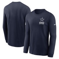 Футболка с длинным рукавом Dallas Cowboys Nike Navy Sideline Dri-FIT