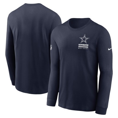 Футболка с длинным рукавом Dallas Cowboys Nike Navy Sideline Dri-FIT