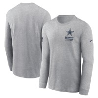 Футболка с длинным рукавом Dallas Cowboys Nike Heather Gray Sideline Dri-FIT