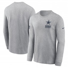Футболка с длинным рукавом Dallas Cowboys Nike Heather Gray Sideline Dri-FIT