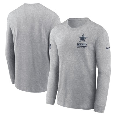 Футболка с длинным рукавом Dallas Cowboys Nike Heather Gray Sideline Dri-FIT