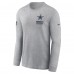 Футболка с длинным рукавом Dallas Cowboys Nike Heather Gray Sideline Dri-FIT