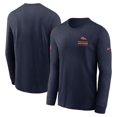 Футболка с длинным рукавом Denver Broncos Nike Navy Sideline Dri-FIT