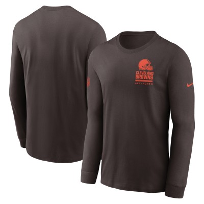 Футболка с длинным рукавом Cleveland Browns Nike Brown Sideline Dri-FIT