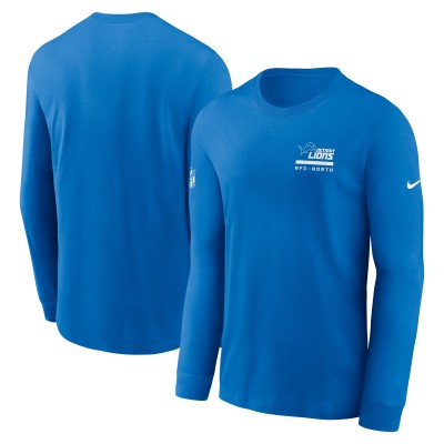 Футболка с длинным рукавом Detroit Lions Nike Blue Sideline Dri-FIT