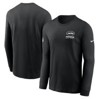 Футболка с длинным рукавом New York Jets Nike Black Sideline Dri-FIT
