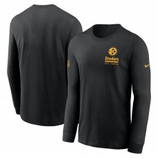 Футболка с длинным рукавом Pittsburgh Steelers Nike Black Sideline Dri-FIT