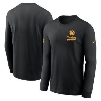 Футболка с длинным рукавом Pittsburgh Steelers Nike Black Sideline Dri-FIT