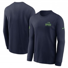 Seattle Seahawks Nike College Navy Sideline Dri-FIT Long Sleeve T-Shirt