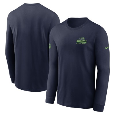 Seattle Seahawks Nike College Navy Sideline Dri-FIT Long Sleeve T-Shirt