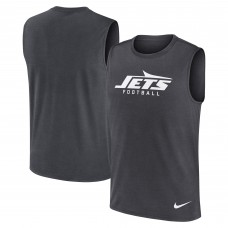 New York Jets Nike Charcoal Primetime Legend Dri-FIT Muscle Tank Top New York Jets Nike Charcoal Primetime Legend Dri-FIT Muscle Tank Top