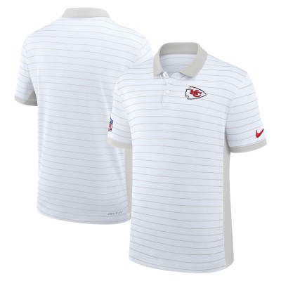Kansas City Chiefs Nike White Sideline Victory Stripe Dri-FIT Polo