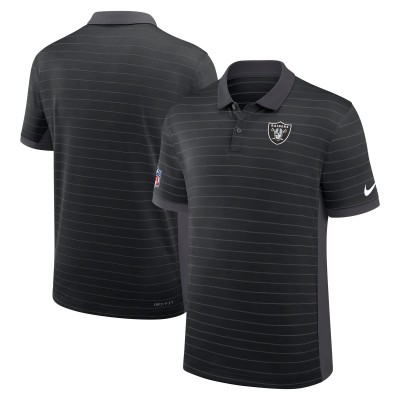 Las Vegas Raiders Nike Black Sideline Victory Stripe Dri-FIT Polo