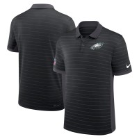 Philadelphia Eagles Nike Black Sideline Victory Stripe Dri-FIT Polo
