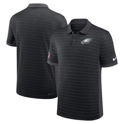 Philadelphia Eagles Nike Black Sideline Victory Stripe Dri-FIT Polo