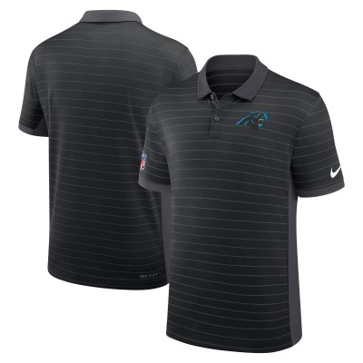 Carolina Panthers Nike Black Sideline Victory Stripe Performance Polo