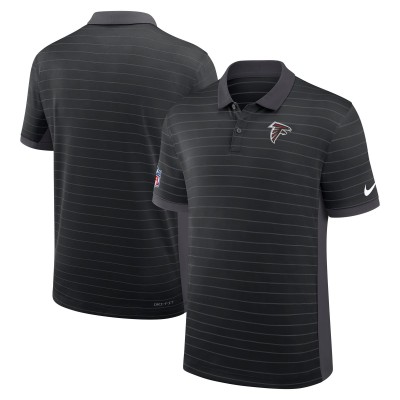 Atlanta Falcons Nike Black Sideline Victory Stripe Performance Polo
