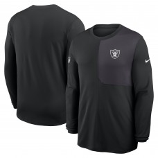 Футболка с длинным рукавом Las Vegas Raiders Nike Black Sideline Coach UV Dri-FIT Футболка с длинным рукавом Las Vegas Raiders Nike Black Sideline Coach UV Dri-FIT