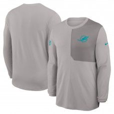 Футболка с длинным рукавом Miami Dolphins Nike Gray Sideline Coach UV Dri-FIT