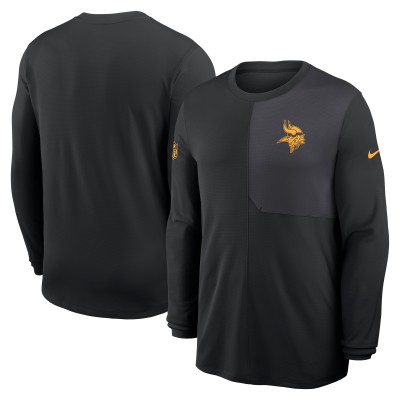 Футболка с длинным рукавом Minnesota Vikings Nike Black Sideline Coach UV Dri-FIT