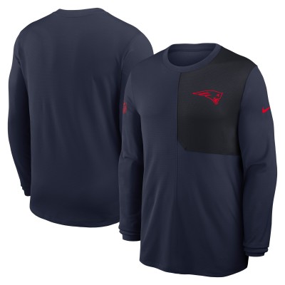 New England Patriots Nike Navy Sideline Coach UV Dri-FIT Long Sleeve Shirt