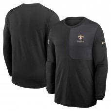 Футболка с длинным рукавом New Orleans Saints Nike Black Sideline Coach UV Performance