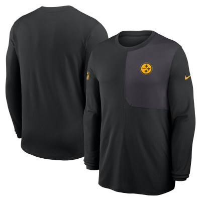 Футболка с длинным рукавом Pittsburgh Steelers Nike Black Sideline Coach UV Dri-FIT