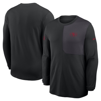 Футболка с длинным рукавом San Francisco 49ers Nike Black Sideline Coach UV Dri-FIT