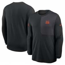 Футболка с длинным рукавом Cincinnati Bengals Nike Black Sideline Coach UV Dri-FIT