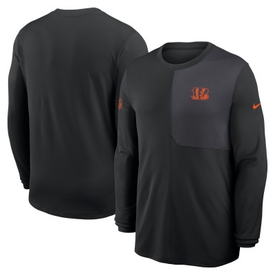 Футболка с длинным рукавом Cincinnati Bengals Nike Black Sideline Coach UV Dri-FIT