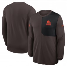 Футболка с длинным рукавом Cleveland Browns Nike Brown Sideline Coach UV Dri-FIT